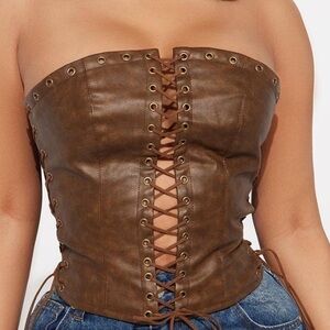Fashion Nova Chocolate Lace-Up Corset